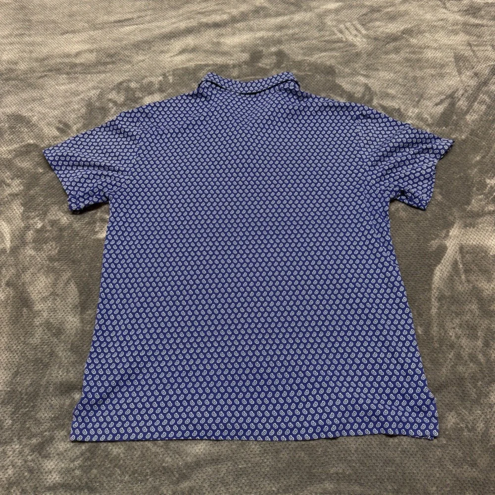 Polo Ralph Lauren Mens Blue Paisley Short Sleeve Cotton Polo Shirt Size LT